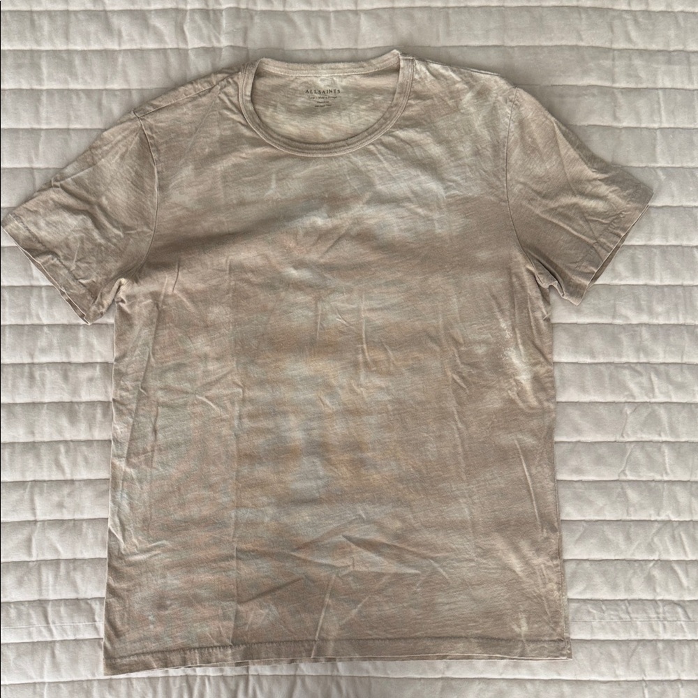 AllSaints Short Sleeve Crew T-Shirt in Light Beige